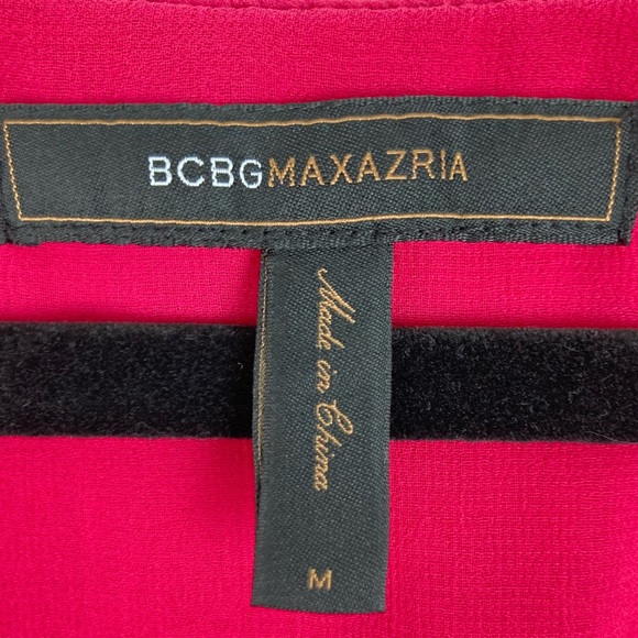BCBGMAXAZRIA Azalea Pink Belted Ruffle Blouse, M - Picture 6 of 8